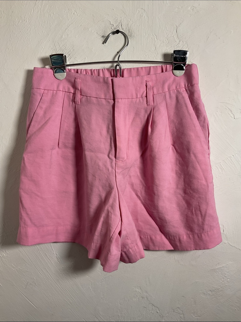 A New Day High-Waisted Pleated Trouser Shorts, Size 4, Pink
